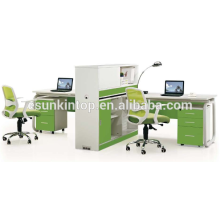 Büromöbelhersteller, Büroarbeitsplatte Möbel Perle weiß + Papagei grün, Bürotische Möbel Design (JO-5008-2A)